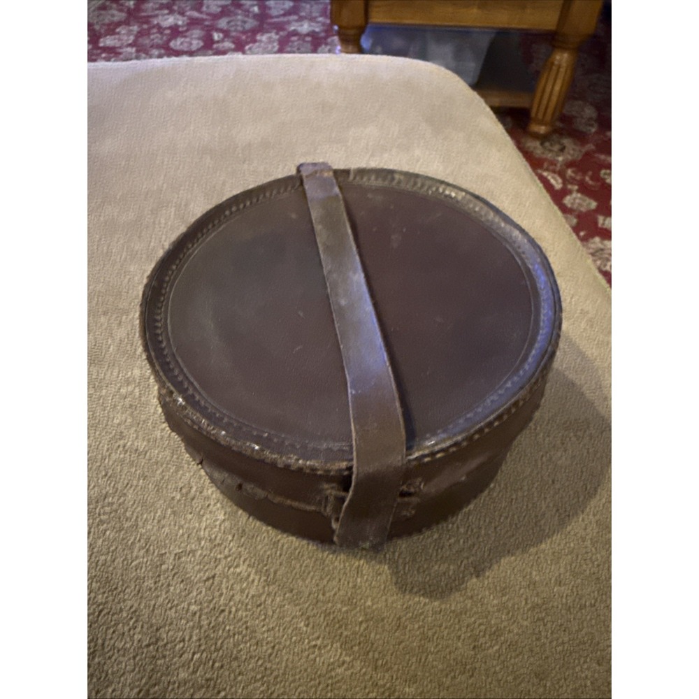 Antique Men's Leather Collar Box Victorian 6.5"x2.75" (TD)